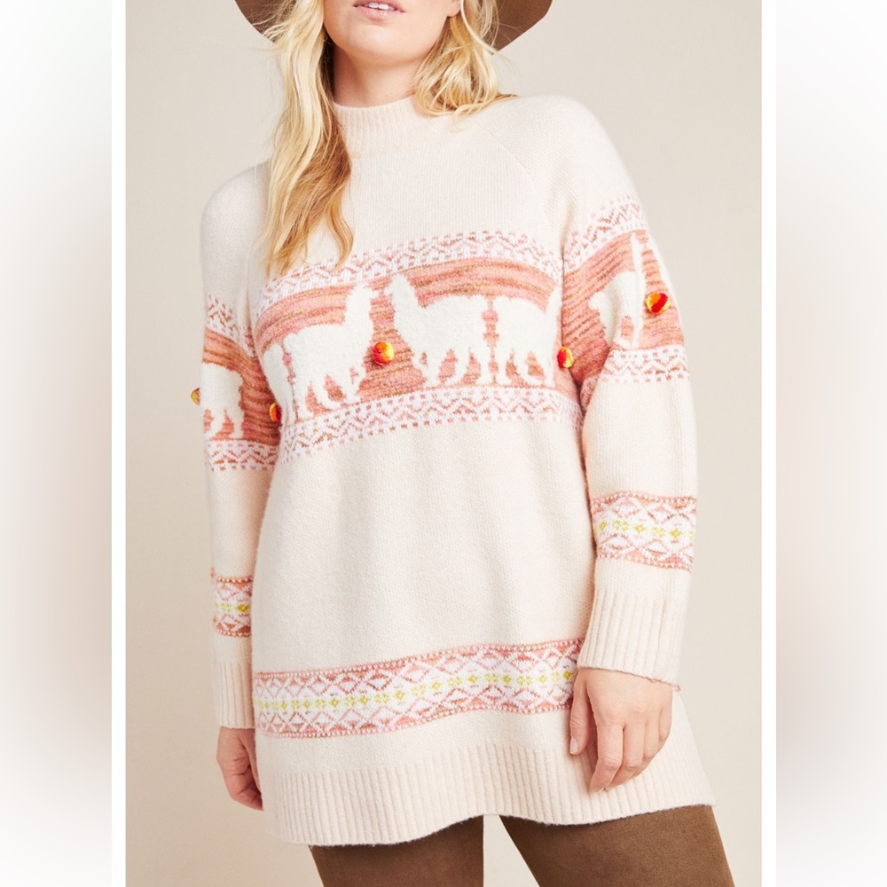NWOT ANTHROPOLOGIE Aimee Pommed Alpaca Sweater Size M